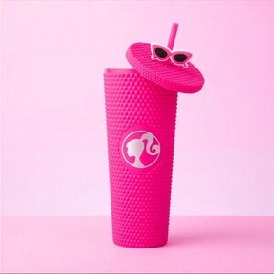 Barbie The Movie Pink Studded Tumbler Cup & Sunglasses Straw, Barbie Tumbler